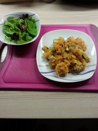 Hendlgröstl mit 2 Sorten Erdäpfel